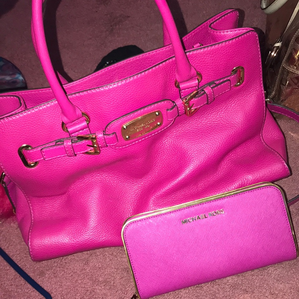 Michael Kors Hot Pink Bag W/ Wallet